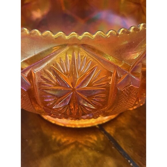 1970s Imperial Glass Mogul Variant Marigold Carnival Iridescent Cupped Bowl Ohio - Picture 2 of 7